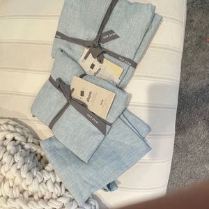 West Elm European Melange Flax Linen Euro Sham Silver Mist Melange